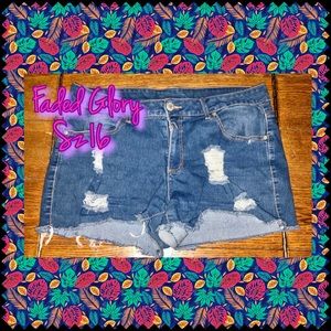 Faded Glory Distressed Denim Jean Shorts~16